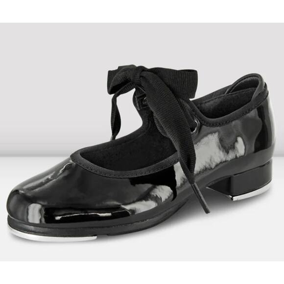 Bloch Childrens Annie Tyette Tap Shoes Patent Black Size 8.5 Little Kid - Picture 1 of 15